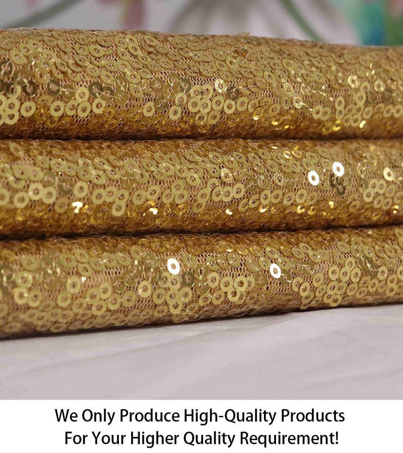 ShiDianYi 12 Feet 4 Yards Sequin Fabric, by The Yard, Sequin Fabric, Tablecloth, Linen, Sequin Tablecloth, Table Runner (Gold) - Image 2